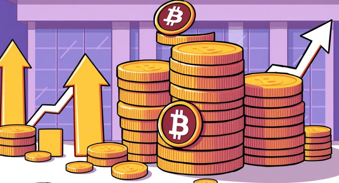 Cartoon illustration showing significant BNB investment growth and CEA Industry's ambitious financial plans.