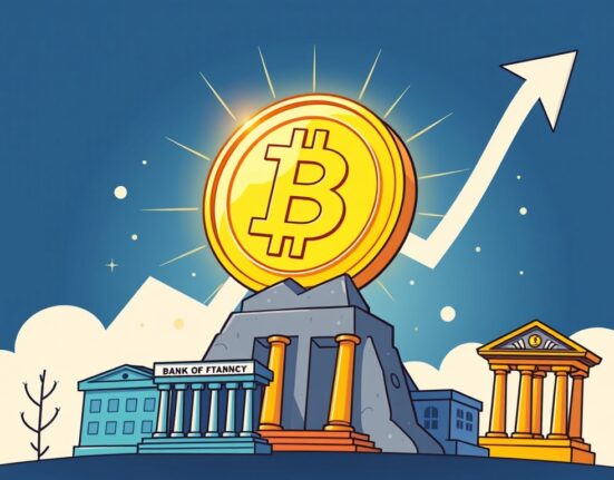 A cartoon BNB coin soaring high, symbolizing the significant growth of BNB market cap and its increasing digital asset valuation.