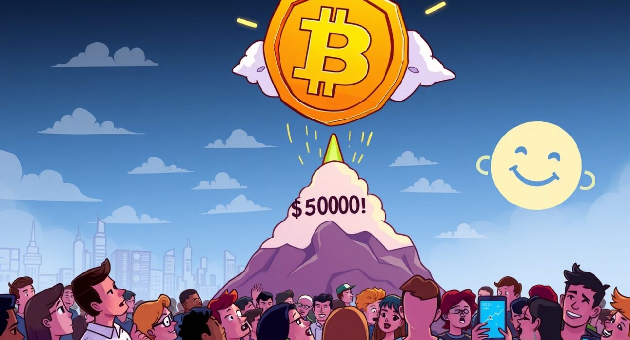 A cartoon illustration of a BNB coin dramatically soaring past the $1000 mark, symbolizing the incredible BNB price rally and market excitement.