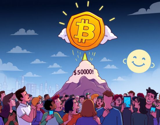 A cartoon illustration of a BNB coin dramatically soaring past the $1000 mark, symbolizing the incredible BNB price rally and market excitement.
