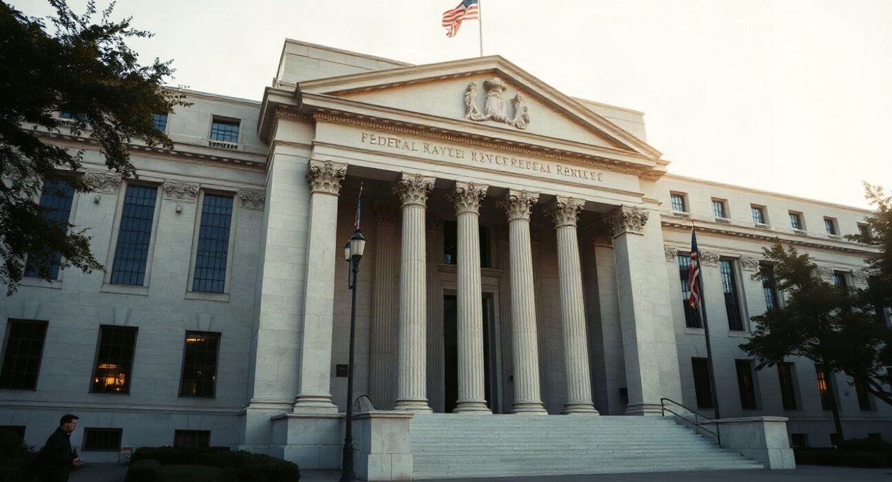 Federal Reserve building in Washington, D.C., symbolizing central bank policy.