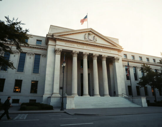 Federal Reserve building in Washington, D.C., symbolizing central bank policy.