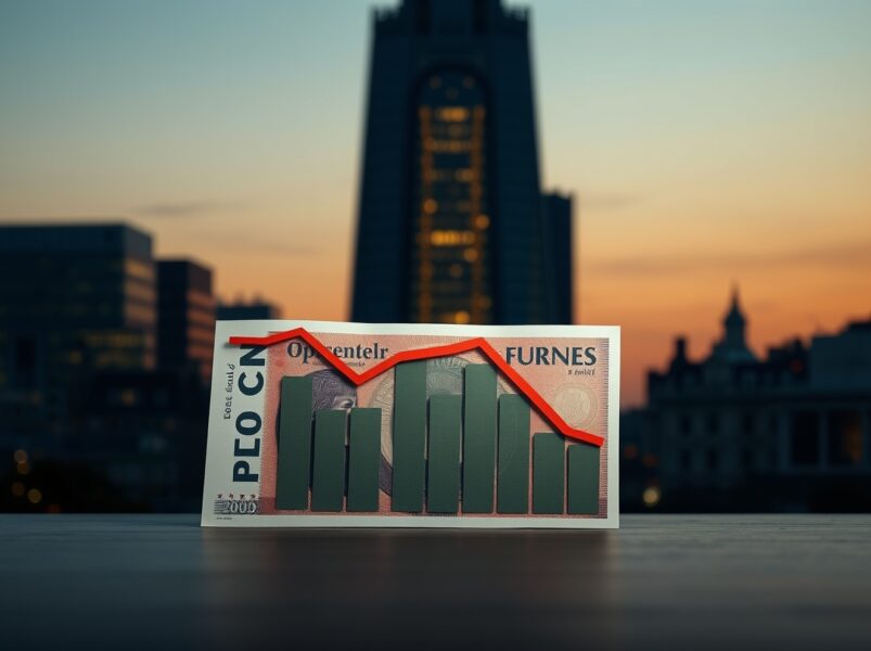 British pound note and declining chart with London skyline background, representing fiscal risk and gilt market analysis by BNY.