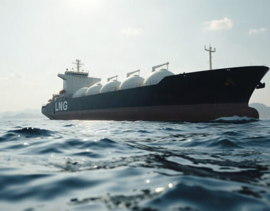 LNG carrier transiting the Strait of Hormuz amid geopolitical tensions