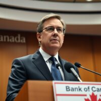 Bank of Canada Governor Tiff Macklem speaking at a press conference in Ottawa.
