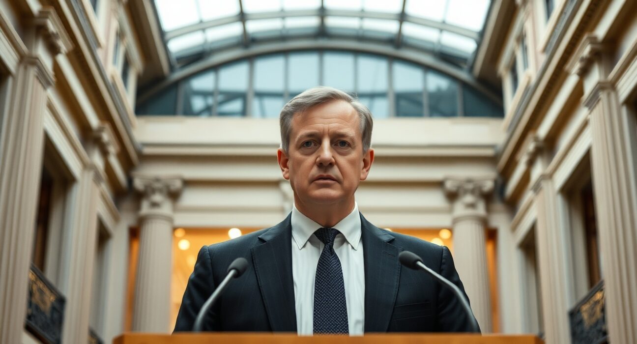 Bank of England Governor Andrew Bailey discussing monetary policy and interest rate outlook.