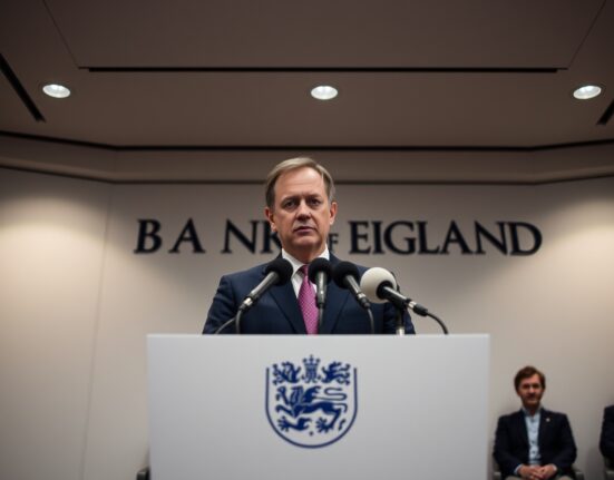 Bank of England Governor Andrew Bailey speaking at a press conference about energy prices and monetary policy.