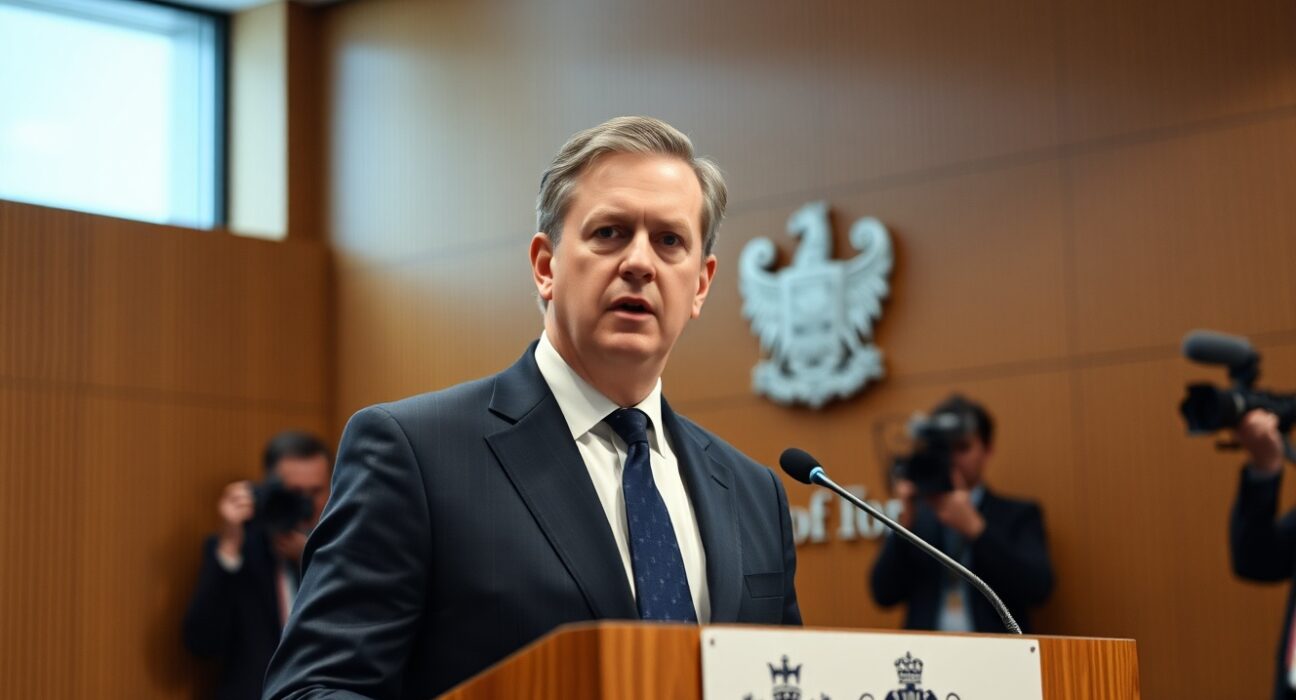 Bank of England Governor Andrew Bailey speaking at a press conference in London.