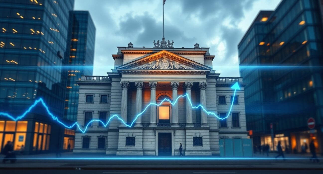 Bank of England building representing monetary policy decisions affecting Pound Sterling exchange rates