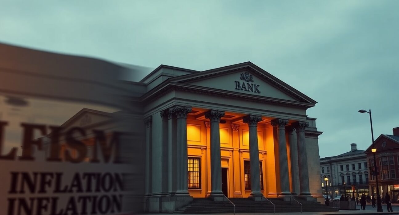 Bank of England building during decision on interest rates amid energy market crisis.