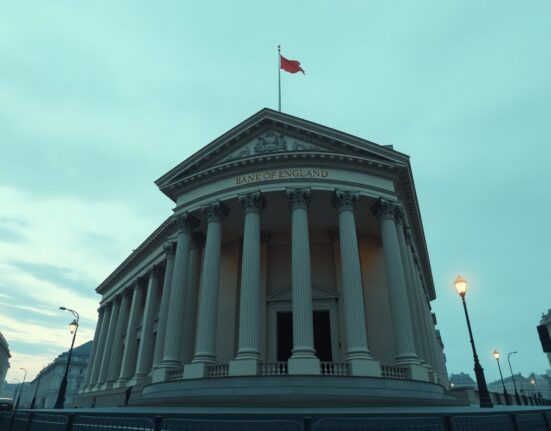 Bank of England building during monetary policy decision amid Iran war uncertainty.