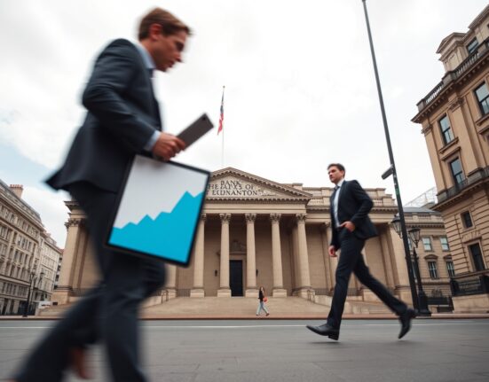 The Bank of England building in London, representing the central bank's decision to hold interest rates steady amid inflation concerns.