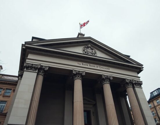 Bank of England building in London, representing the BoE MPC vigilant stance analyzed by Rabobank