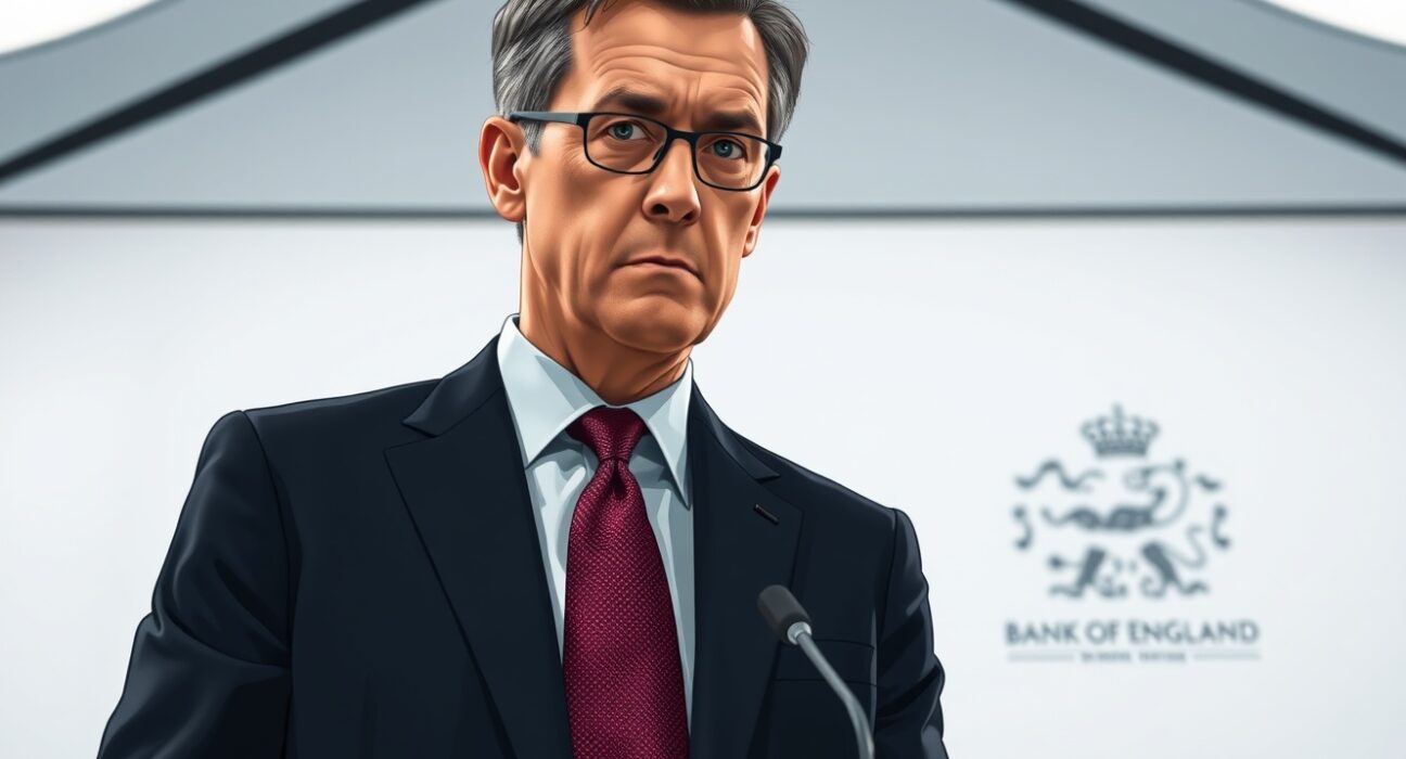 Bank of England Chief Economist Huw Pill speaking at a press conference about inflation pressure and monetary policy
