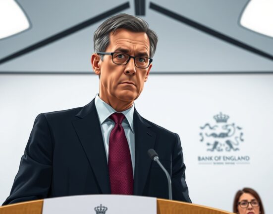 Bank of England Chief Economist Huw Pill speaking at a press conference about inflation pressure and monetary policy