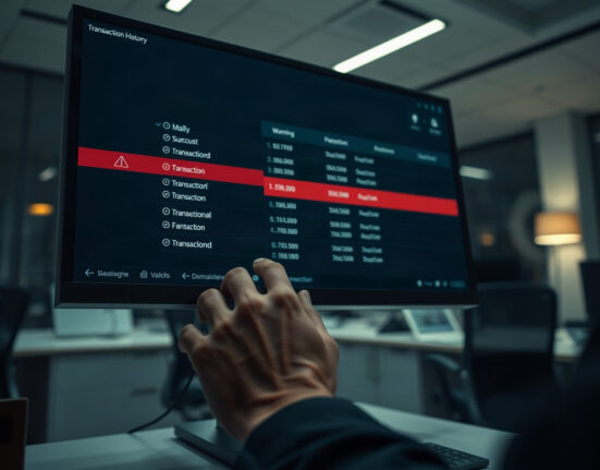 Crypto wallet interface showing a suspicious transaction highlighted in red, illustrating an address poisoning attack.
