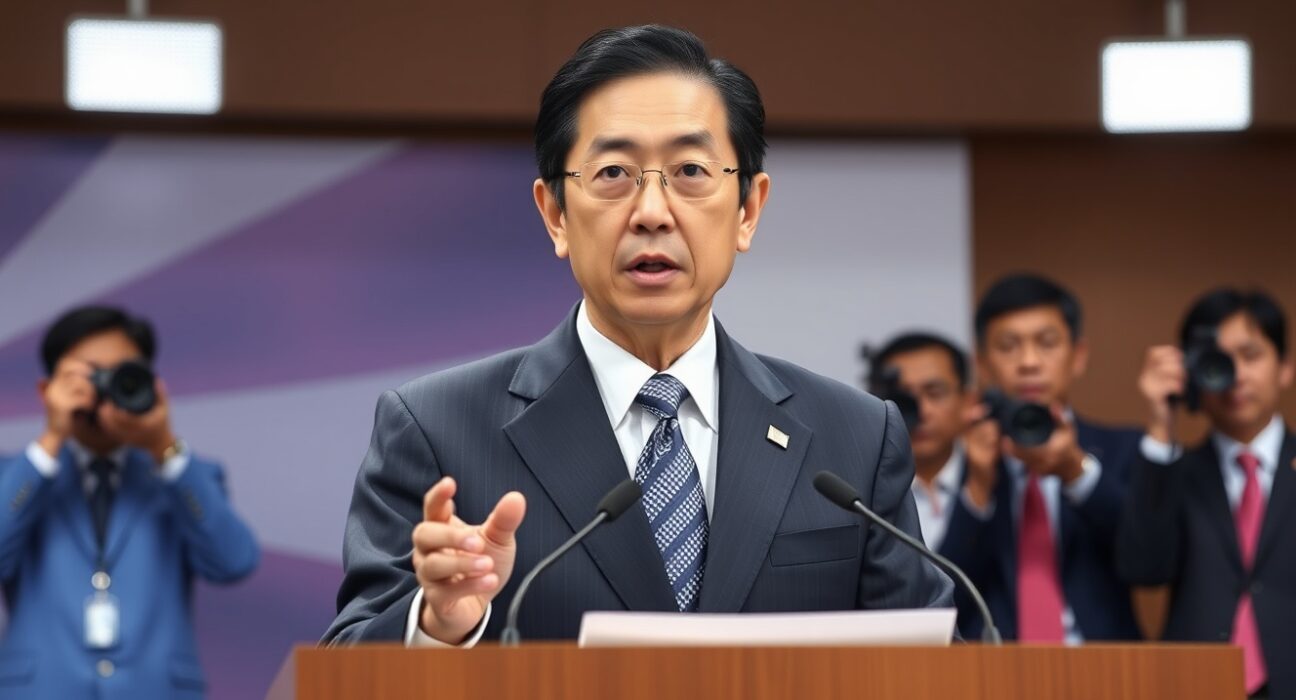 Bank of Japan Governor Kazuo Ueda speaking about monetary policy at press conference