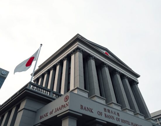 Bank of Japan headquarters in Tokyo on a clear day, symbolizing monetary policy and interest rate decisions.