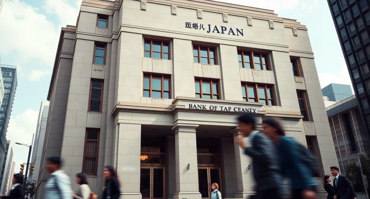 Bank of Japan headquarters building in Tokyo on a clear day
