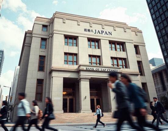 Bank of Japan headquarters building in Tokyo on a clear day