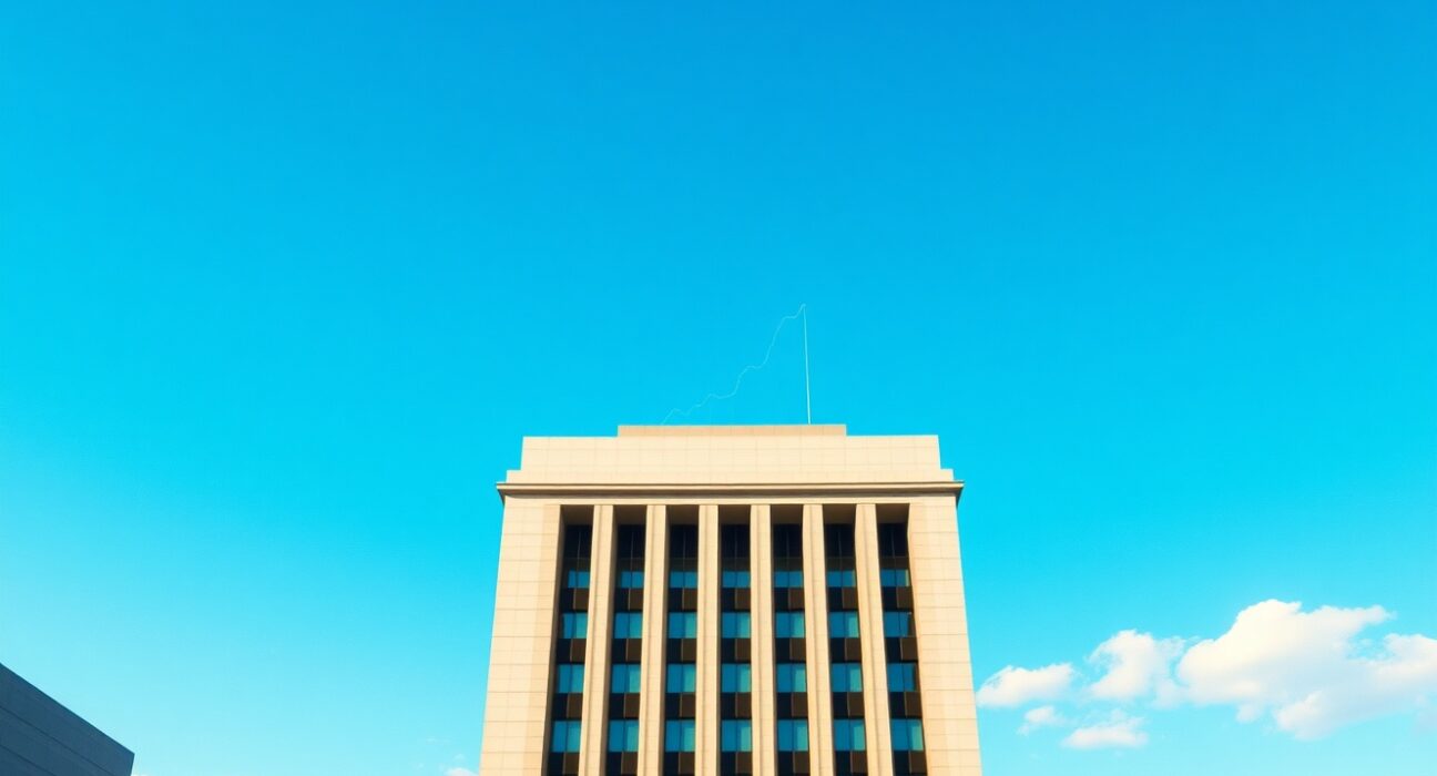 Bank of Japan building in Tokyo with subtle oil barrel icon overlay, representing BoJ June hike risk and oil shock analysis by TD Securities.