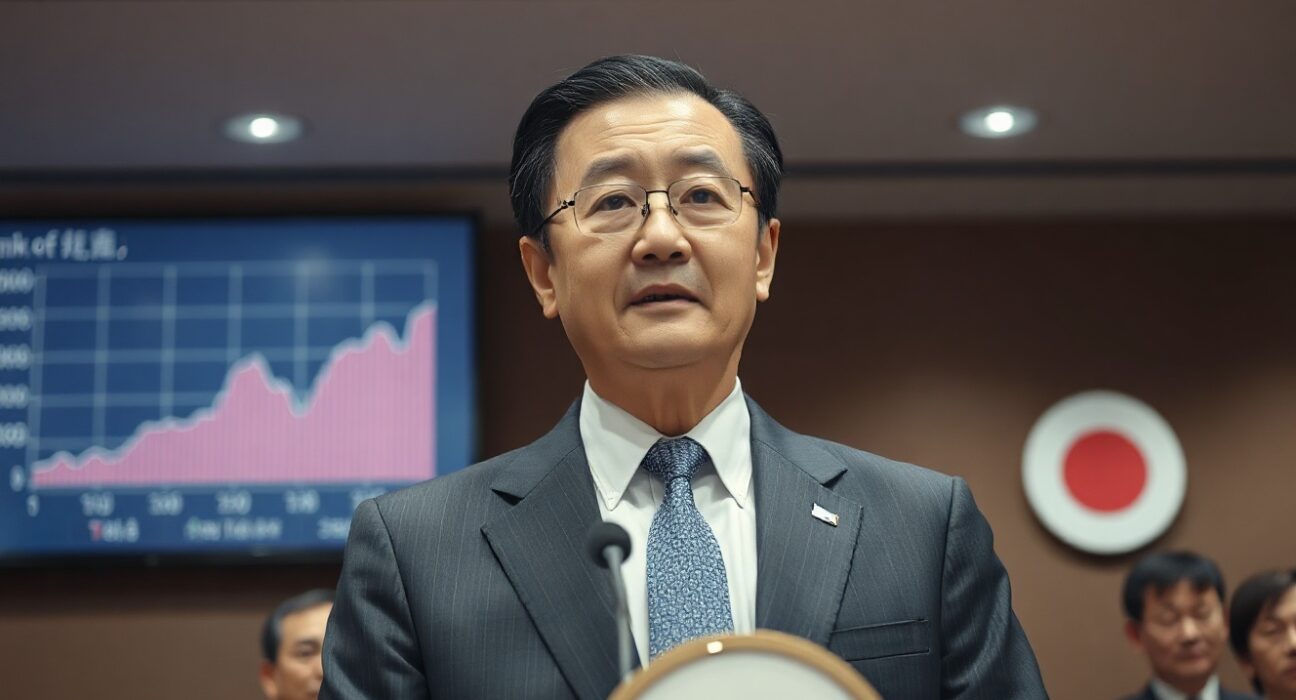 Bank of Japan board member speaking at a press conference in Tokyo.