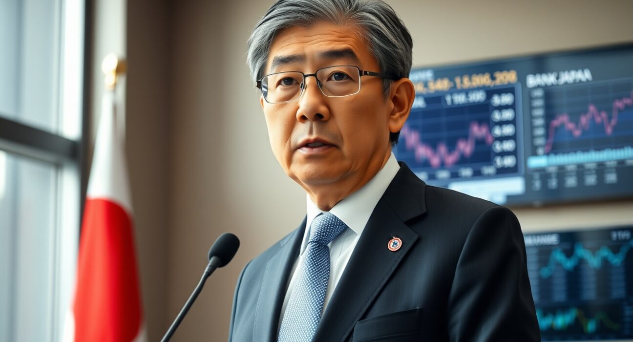 Former Bank of Japan Governor Haruhiko Kuroda discussing monetary policy normalization at a press conference.