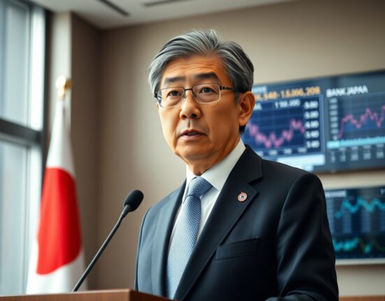 Former Bank of Japan Governor Haruhiko Kuroda discussing monetary policy normalization at a press conference.