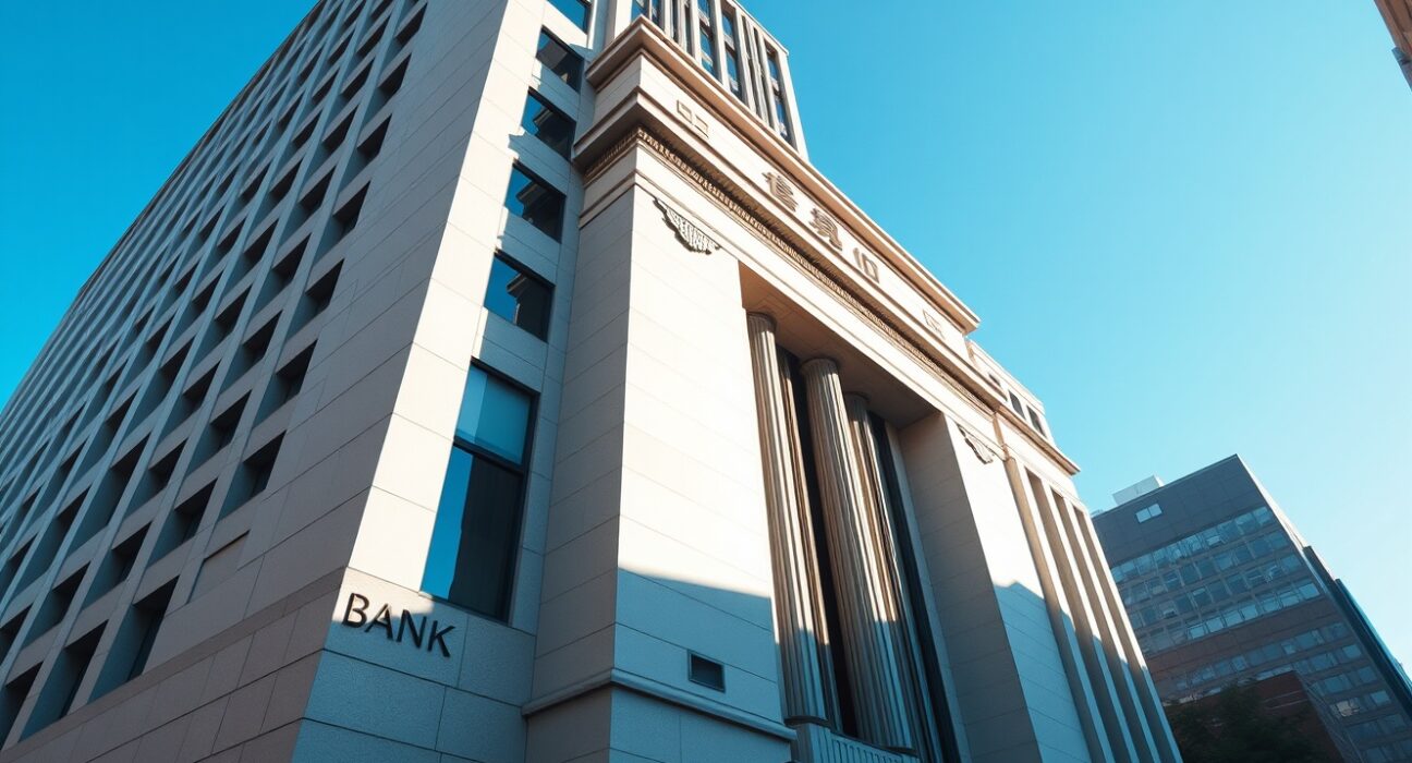 Bank of Japan headquarters building in Tokyo on a clear day