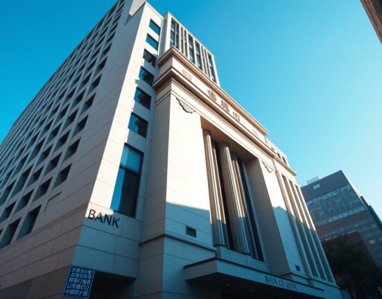 Bank of Japan headquarters building in Tokyo on a clear day