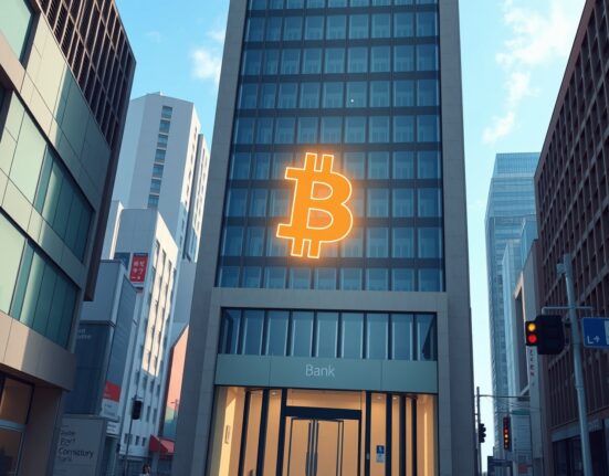BOJ building with Bitcoin symbol representing central bank policy impact on cryptocurrency markets