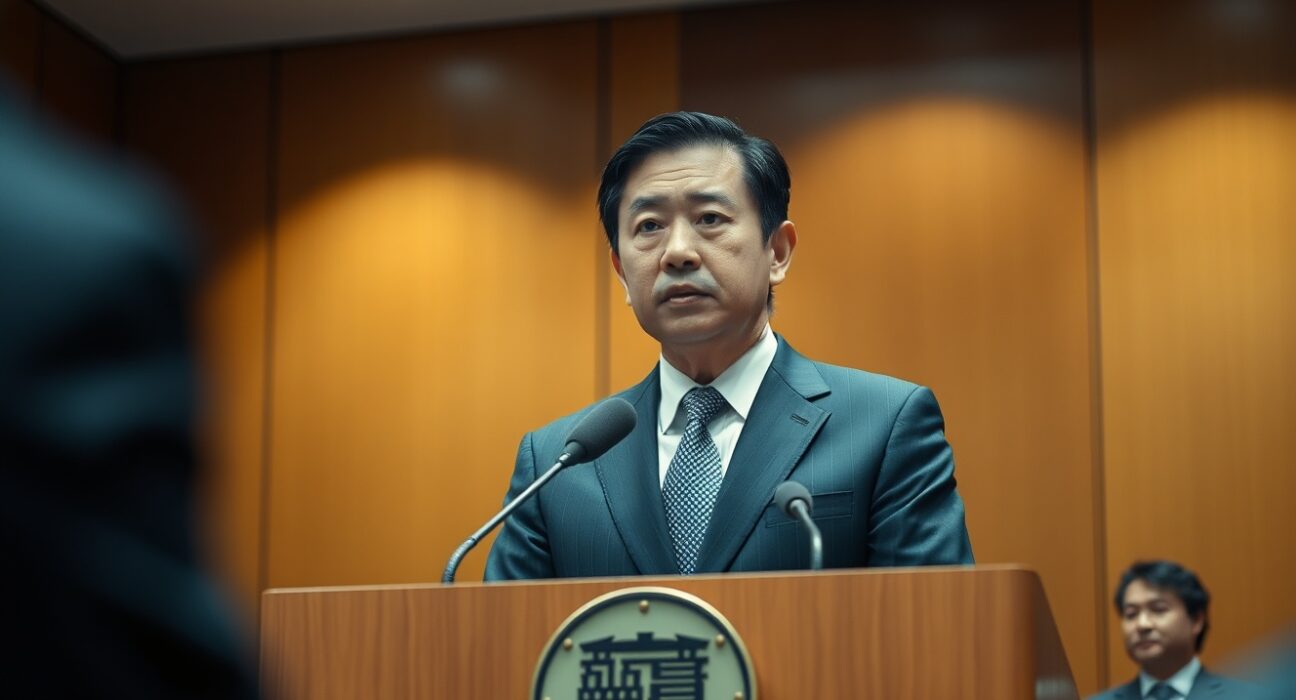 Bank of Japan official Naoki Sato speaking at a press conference in Tokyo