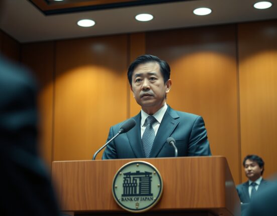 Bank of Japan official Naoki Sato speaking at a press conference in Tokyo