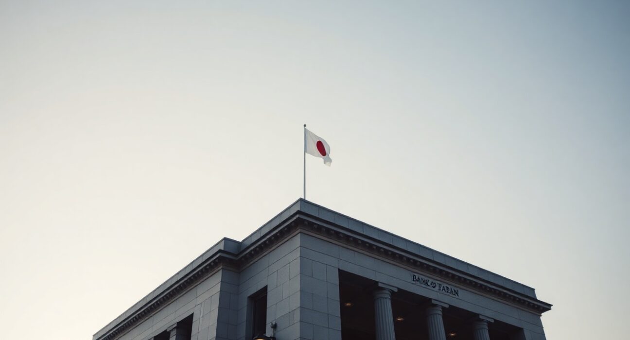 Bank of Japan headquarters building in Tokyo, symbol of monetary policy decisions.