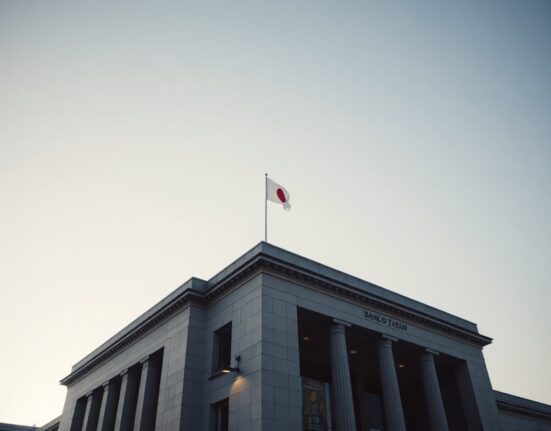 Bank of Japan headquarters building in Tokyo, symbol of monetary policy decisions.