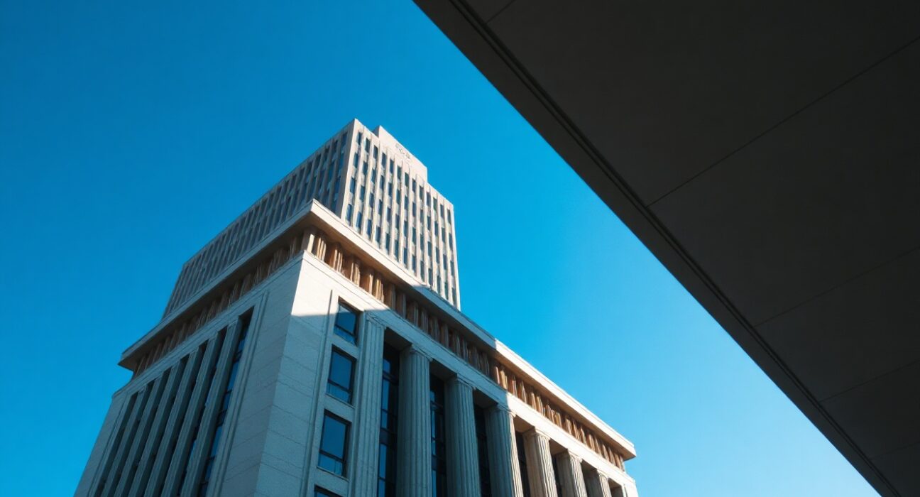 Bank of Japan headquarters building in Tokyo on a clear day