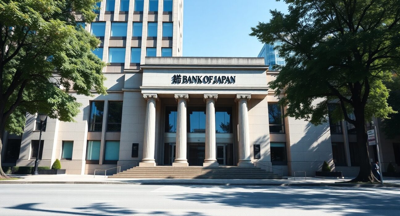 Bank of Japan headquarters building in Tokyo on a clear day