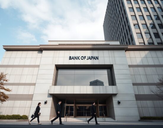 Bank of Japan headquarters building in Tokyo under clear daylight