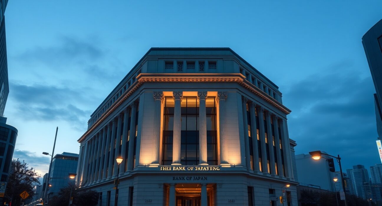 Bank of Japan headquarters building representing monetary policy tightening decisions in Tokyo