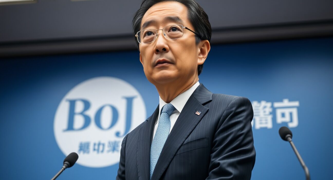 Bank of Japan Governor Kazuo Ueda discussing inflation targets at Tokyo press conference