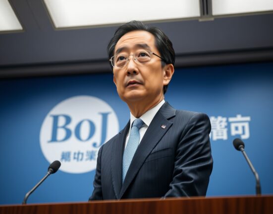 Bank of Japan Governor Kazuo Ueda discussing inflation targets at Tokyo press conference