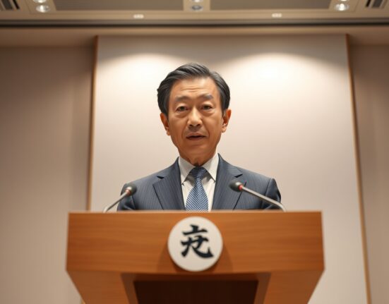 Bank of Japan Governor Kazuo Ueda speaking at a press conference in Tokyo.