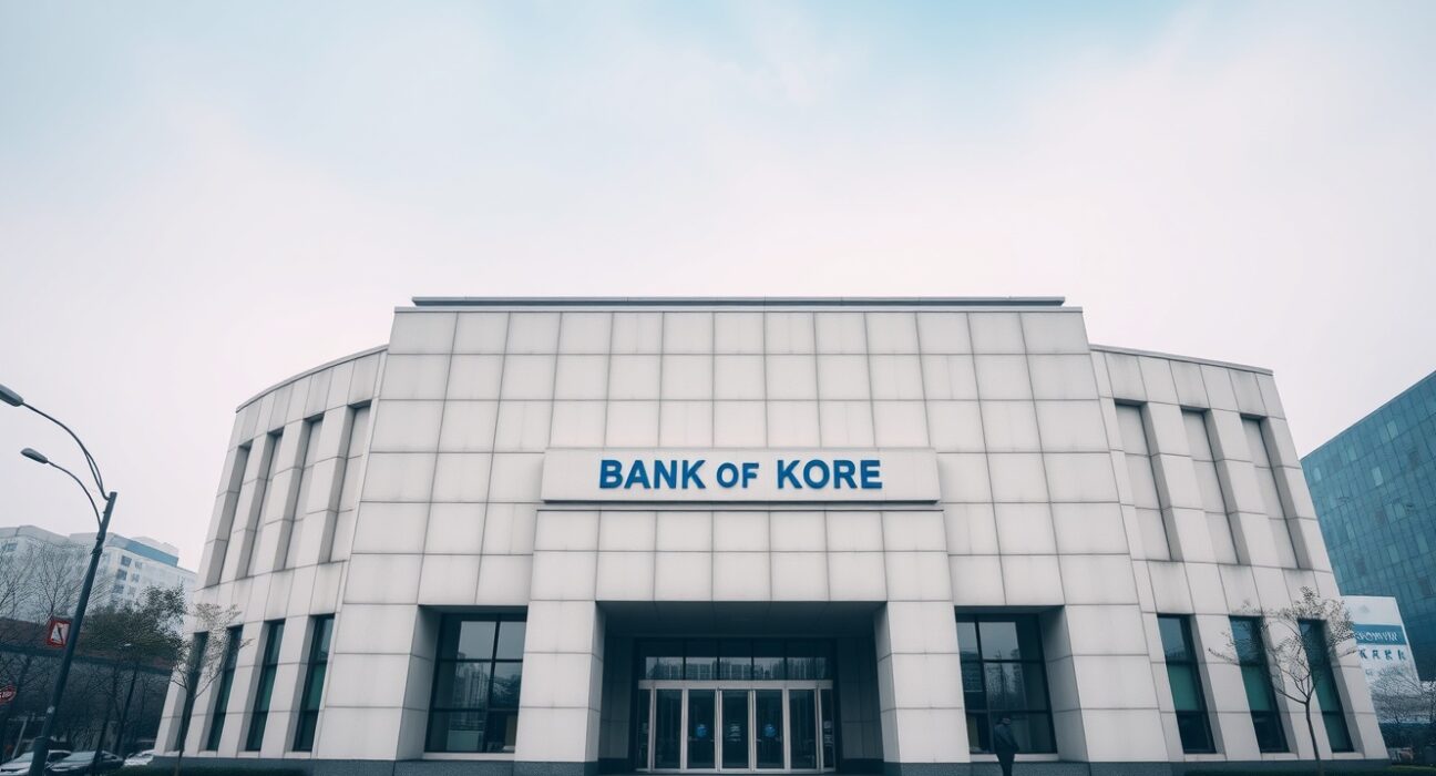 Exterior view of the Bank of Korea headquarters in Seoul.