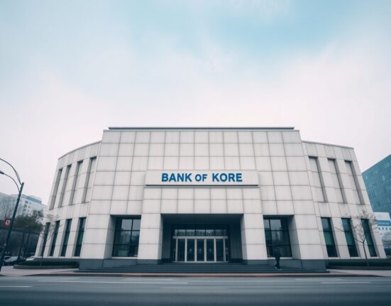 Exterior view of the Bank of Korea headquarters in Seoul.