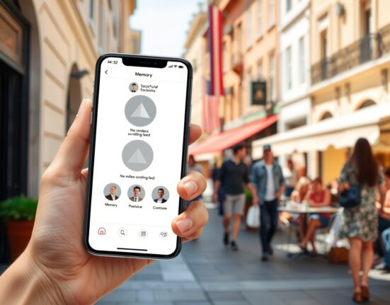 Bond social media app on a smartphone promoting real-world experiences over screen addiction.