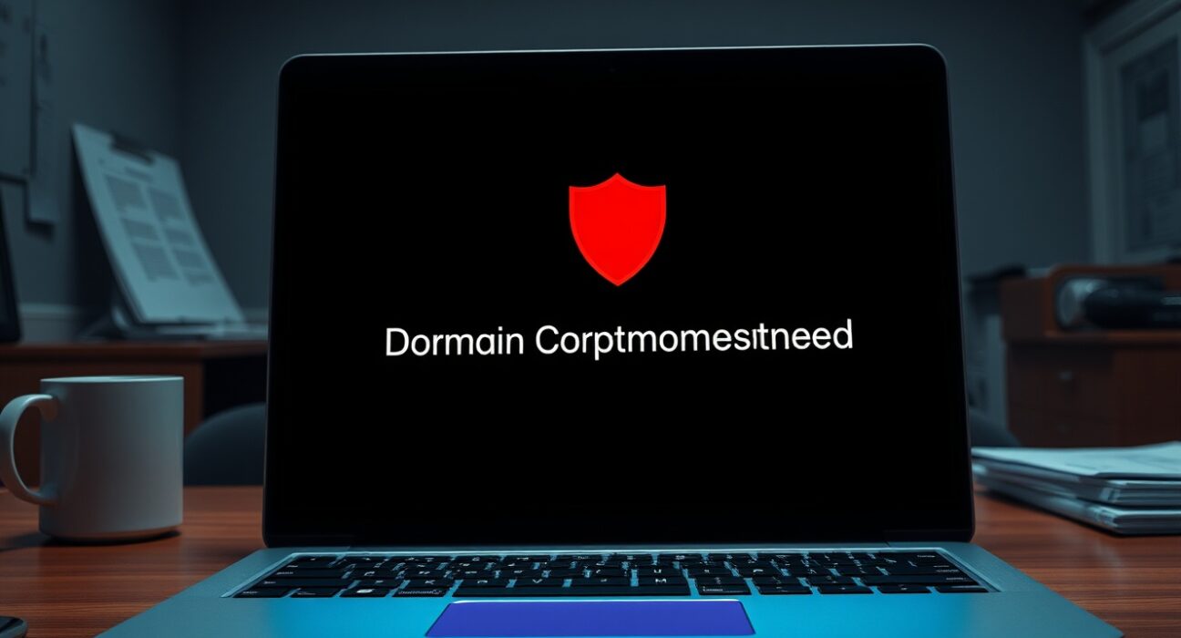 Laptop screen showing a domain security breach warning for the bonk.fun cryptocurrency platform incident.