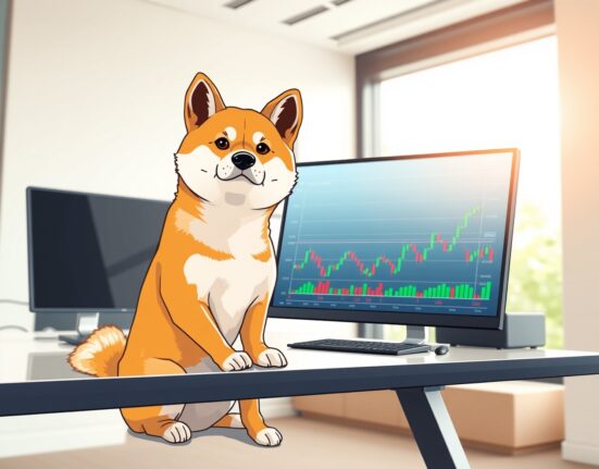 Bonk cryptocurrency price prediction analysis with Shiba Inu mascot and market charts.