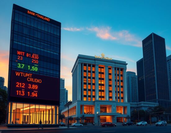 Bank of Thailand headquarters during oil price volatility analysis for monetary policy decisions