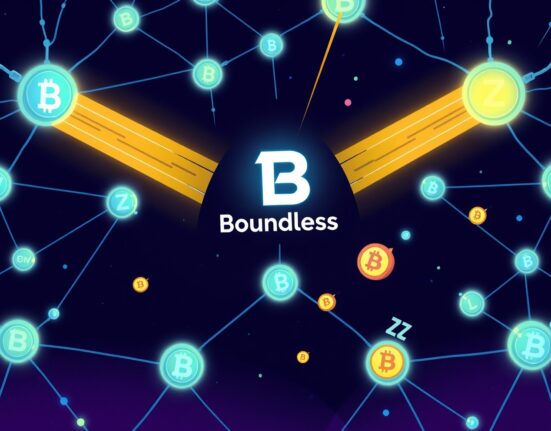 A cartoon illustration showing the Boundless mainnet connecting various blockchains for secure, verifiable ZK computing.