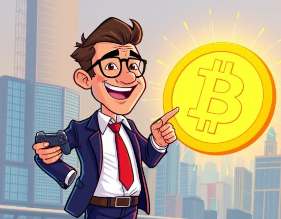 A gaming company executive in Hong Kong celebrating a significant Bitcoin purchase, highlighting corporate crypto adoption.